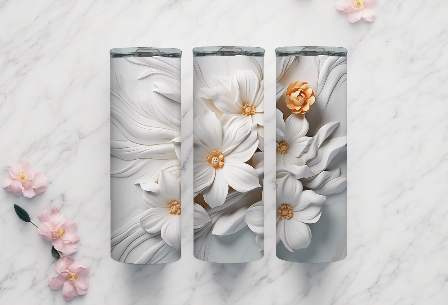 3D White Flower