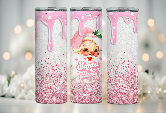 Pink Santa Drip 20 oz Tumbler