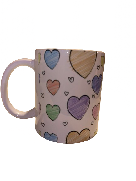 Scribble Hearts 11 oz Coffee Mug